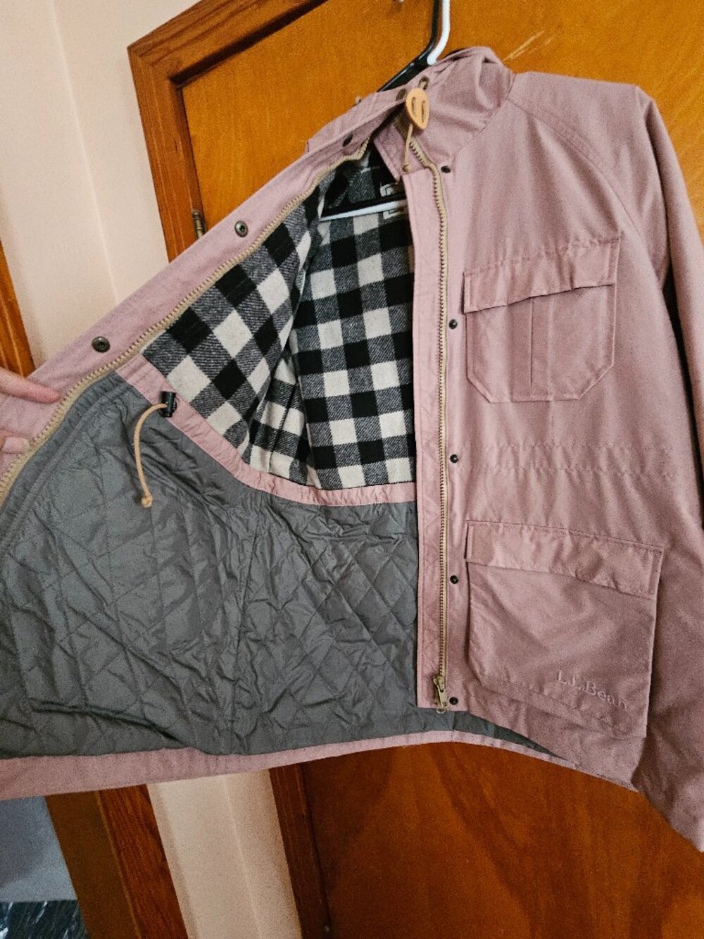 LL Bean parka soft pink medium weather resistant